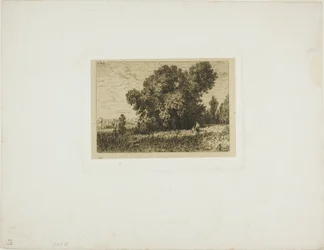 Landschap van het eiland Aligre, met twee vrouwen