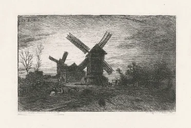 Twee windmolens op Montmartre