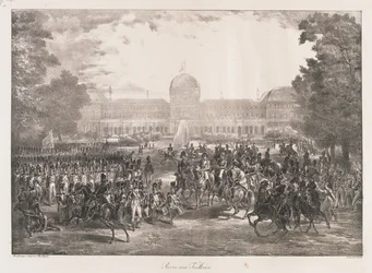 Review van de Tuilerieën, begin 19e eeuw (litho)