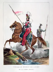 Uniformen van een regiment lansiers van de Franse koninklijke garde, 1823