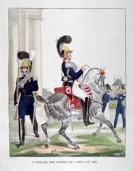 Uniformen van de bewakers van het Franse koninklijke korps, 1823