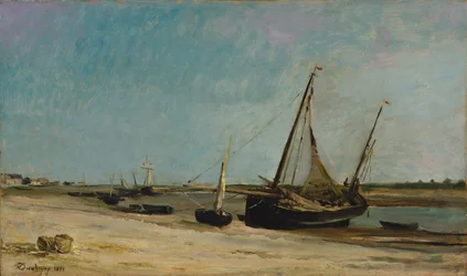 Boten aan de kust bij Étaples