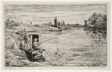 De scheepsjongen aan het vissen