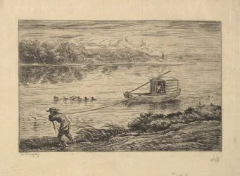 De kajuitjongen sleept de boot