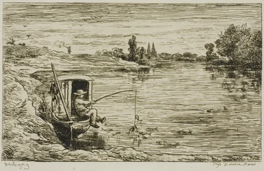 De scheepsjongen aan het vissen (Vissen met een lijn)