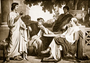 Virgil, Horace en Varius bij het huis van Maecenas