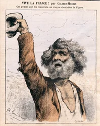 Omslag van Le Don Quixote, Satirisch in Kleuren: Vive la France - Amnesty, patriation - Illustratie van Charles Gilbert-Martin (1839-1905)
