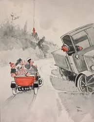 Ingeblikte sardines en de sarcastische vrachtwagenchauffeur, cartoon door Chas Grave (1886-1944) uit The Tatler, No 1406, 6 juni