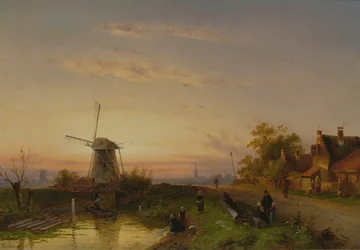Molen bij zonsondergang
