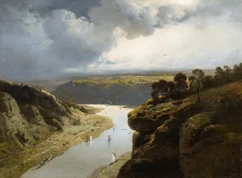 Duits: Blick in das Tal der Rhône Uitzicht in het dal van de Rhône