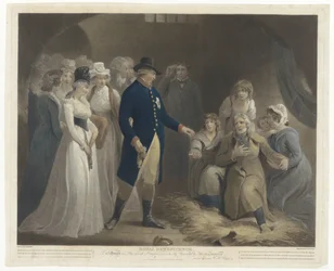 George III bezoekt met zijn familie de gevangenis te Dorchester