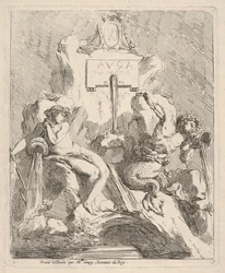 Ontwerp voor een fontein met een zittende nimf links en een triton die een schelp naar zijn mond houdt, 1768