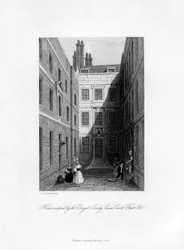 Huis bezet door de Royal Society, Crane Court, Fleet Street, 1678-1760, 1840