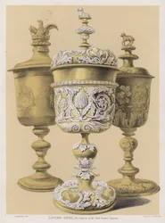 Loving cups, eigendom van de Cloth Workers Company (kleur litho)