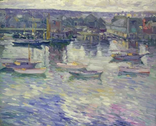 Afgemeerde boten, ca. 1919
