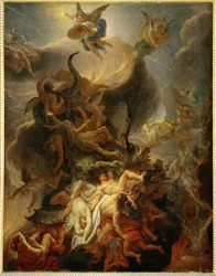 De val van de opstandige engelen (schilderij op doek)
