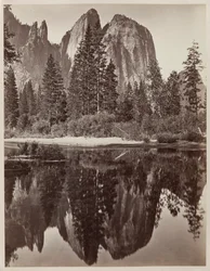 Kathedraalrotsen en reflecties, Yosemite, 1864