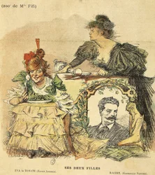 Cartoon voor de tweehonderdste voorstelling van Mademoiselle Fifi, naar de roman van Guy de Maupassant