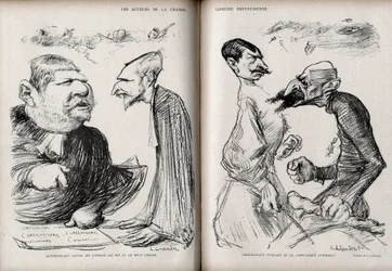 Dreyfus-affaire - De acteurs van de grote Dreyfus-komedie - Caricatuur door Charle