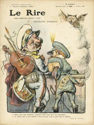 Illustratie van Charles Leandre (1862-1934) voor de Omslag van Le Rire, 26/06/09 - Ontroerend interview - Muziek, Gitaar - Willem II, Nicolaas II