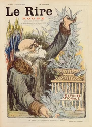 M. Ribot, Betoveraar van Blauwe Vogels, omslagillustratie van Le Rire Rouge, 21 oktober 1916