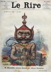 Theophile Delcasse (1852-1923), Franse politicus - Le Gotha du Laughs, No. XXXVI, M. Delcasse, Siamese Minister van Buitenlandse Zaken - Cartoon door Charles Leandre - (6 december 1902)