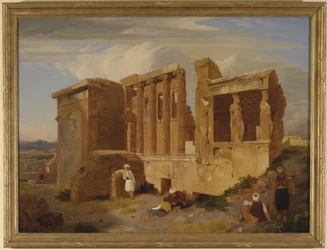 Het Erechtheum, Athene, met figuren op de voorgrond