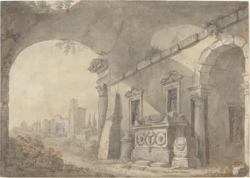 Romeinse Ruïnes met een Grafmonument