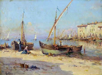 Uitzicht op Martigues. Schilderij door Charles Malfroy (1862-1918). Olie op hout. Dim: 29,5x40cm. Verplichte vermelding: Collectie Fondation Regards de Provence, Marseille