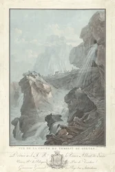 Gezicht op de waterval van Gelten