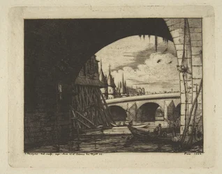 Boogdoorgang, Pont Notre-Dame, Parijs, uit ‘Etsen van Parijs’