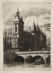 Etsen van Parijs: De Klokkentoren, 1852