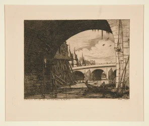 De boog van de Pont Notre-Dame