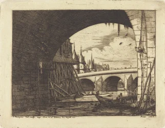 Een boog van de Notre-Dame-brug, Parijs
