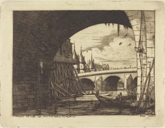 De boog van de Pont Notre-Dame, Parijs