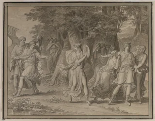 Telemachus, aangespoord door Mentor, verlaat het eiland Calypso, 1800