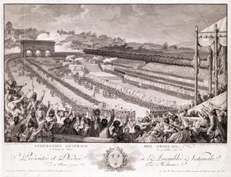 Festival van de Federatie, 14 juli 1790, op het Champ de Mars, gegraveerd door Isidore Stanislas Helman