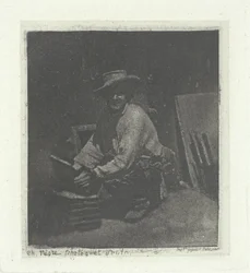 Knielende metselaar