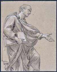 Gedrapeerde figuur met een boek