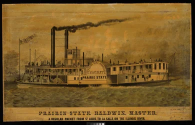 Prairie State. Baldwin, Meester. Een reguliere pakketboot van St. Louis naar La Salle, op de Illinois River