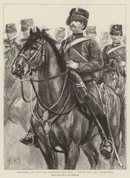 Ruiters van de 4e Huzaren op een veldtocht in Aldershot