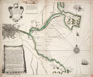Een correcte kaart van de stad en haven van Dublin, Ierland