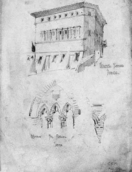 Palazzo Pollini en raam in het Palazzo Pubblico, Siena, 1891