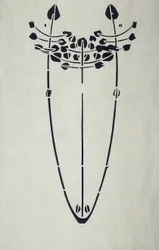 Moderne reproductie van originele Mackintosh-sjabloon voor wanddecoratie, boommotief, 1902