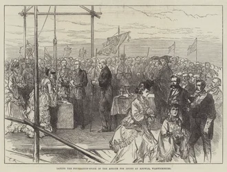 Het leggen van de eerste steen van het Asiel voor Idioten in Knowle, Warwickshire