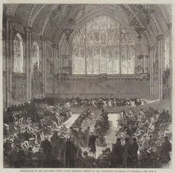Presentatie van het Lancashire Cotton Famine Herdenkingsraam aan de Corporation of London, in Guildhall