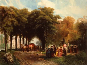 Een zonnige middag in het park (olieverf op doek)