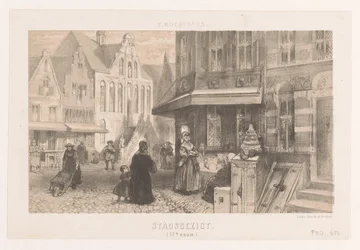 Mensen op straat (Stadsgezicht, 17e eeuw)