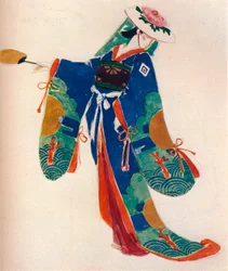Kostuumontwerp voor een dame van het koor, in The Mikado, ca. 1926