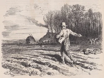 Zaad verspreiden, uit Le Magasin Pittoresque, mei 1857